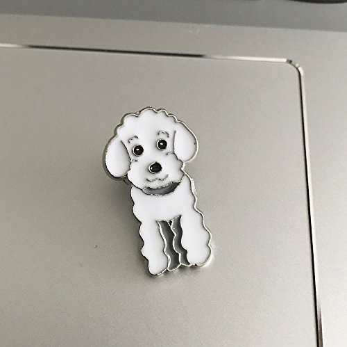 Lovely Pug Dog Brooch Pet Brooch Corsage Metal Pin Badge Dog ID Tags Christmas Birthday Gift 2PCS (White Poodle)2