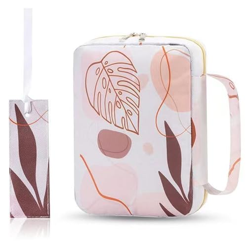 Caso de cubierta bíblica, estuche bíblica para mujeres, bolsas de cubierta bíblica con cremallera doble, portavoz de la Biblia bíblica de patrón de hoja elegante con mango y bolígrafo interno, tragam