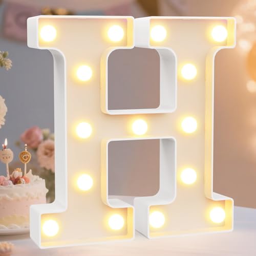 Image of Pooqla LED Marquee Letter Lights Sign, Light Up Alphabet Letter for Home Party Wedding Decoration H