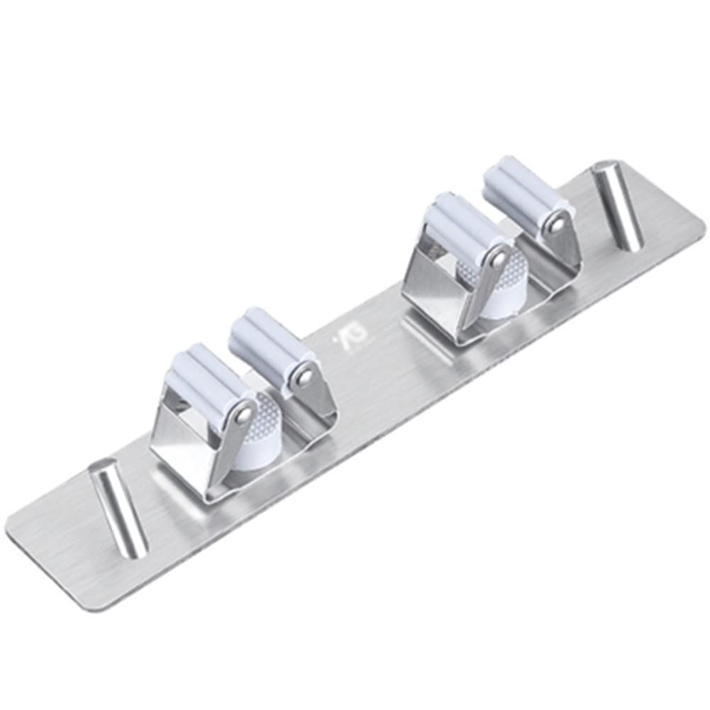 Porta Scopa e mocio, Gancio per mocio da Appendere a Parete in Acciaio Inossidabile Porta Clip per mocio Design con Fibbia Strumento per la Pulizia Porta mocio per Cucina, Bagno (Color : Silver, Siz