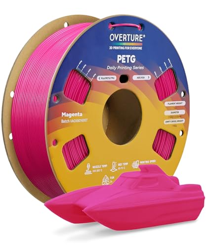 Image of OVERTURE PETG Filament 1.75mm, High Speed 3D Printer Filament, Neatly Wound & Clog-Free, 1kg Spool (2.2lbs) Rapid PETG, Dimensional Accuracy + /- 0.02mm, Fit Most FDM Printers (Magenta)