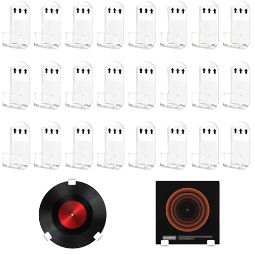 Horktrust 24 Pièces Support Vinyle Mural, Support Mural Vinyle, Etagere Vinyle - Pas Besoin de percer, Solide et fiable - Convient pour présenter des Pochettes d'album, des CD et des Magazines