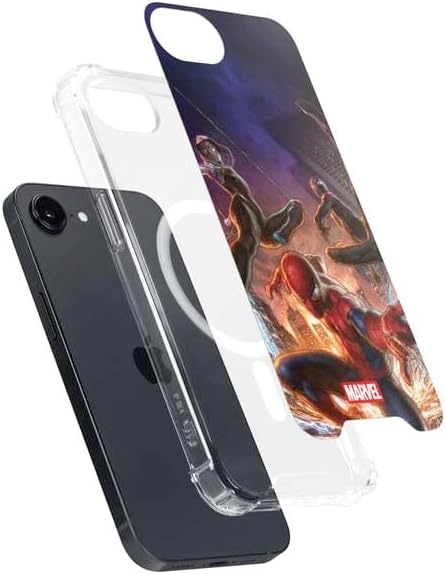 Skinit Phone Case Compatible with MagSafe iPhone 16e - Officially Licensed Marvel Spiderman Group Wall Design