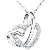 100% 925 Sterling Silver Loving You A Lifetime Interlocking Crafted Heart Shape Pendant Necklace (20inch chain)