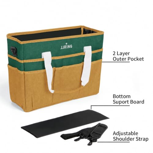 Image of JJRING Craft Organizer Tote Bag Large Art Storage Caddy Deep Green&Yellow