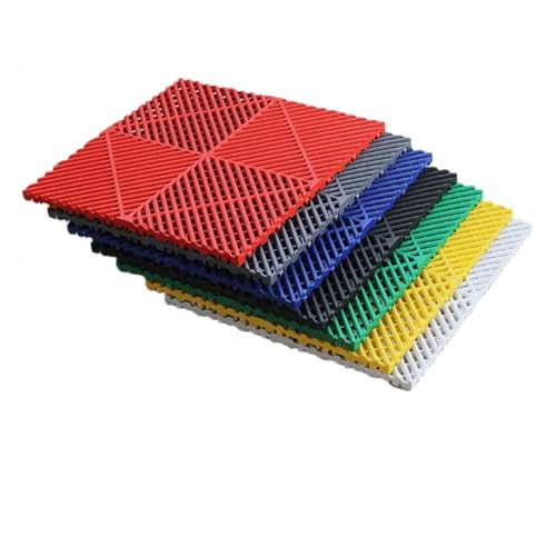 3 Pack Non-Slip Interlocking Floor Mats 40x40cm Drainage Tiles for Shower Pool & Deck Red PP Cushion Flooring Fall Prevention Grid Plate 8 PCS