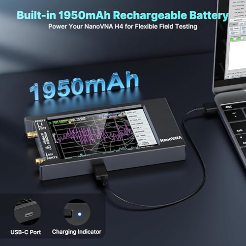 AURSINC NanoVNA-H4 Vektornetzwerkanalysator mit 32GB-Speicherkarte, aktuellste Version V4.4, 9 kHz–1,5 GHz, 4-Zoll-Touchscreen,VHF und UHF-Messungen von S-Parametern, SWR, Phasenwinkel