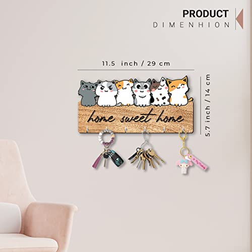 Image of kotart Unique Stylish Modern Wooden Key Holder for Home Decor Living Room Office with Stylish Key Organizer | Designer Wall Decor | Wall Art Decorative Items | Wall Decoration (Hanging 4)