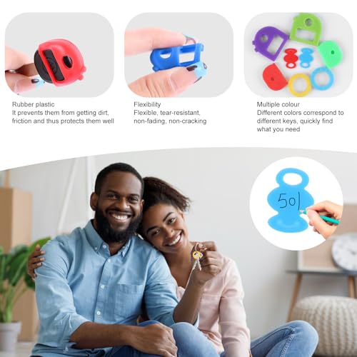 ENUTROF Schlüsselkappen Schlüssel Kappen Runde Halbkreisförmig PVC Schlüsselkennzeichnung Set Schlüsselkennringe 68Stück