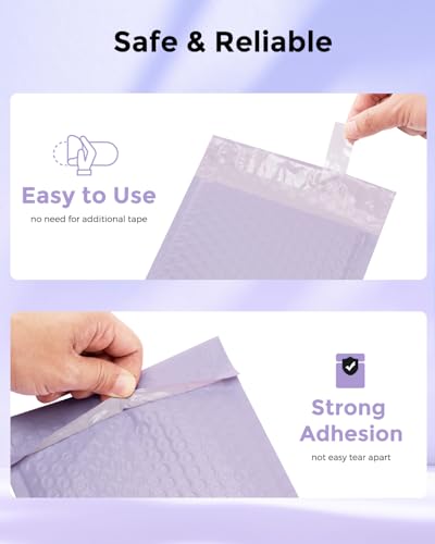 Image of Metronic Bubble Mailers 6x10 Inch 100 Pack Lilac Purple Padded Envelopes | Usable Size 6x9 inch Waterproof Bubble Envelopes Bulk for Small Business Self-Seal Padded Mailers for Jewelry #0