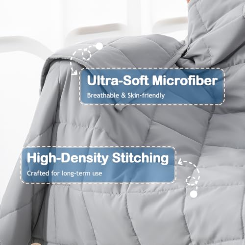 Kivik Weighted Blanket 7 lbs, 41" x 60" Grey Weighted Blankets for Small Single/Twin Size Bed, All-Season Breathable Soft Heavy Blanket for Travel, Calming & Sleep, Washable