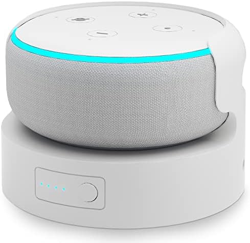 Battery Base for Dot 3rd Gen Battery Pack Portable Charger for Echo Dot 3rd Battery Stand, The Speaker not Included (White 10400mah)…