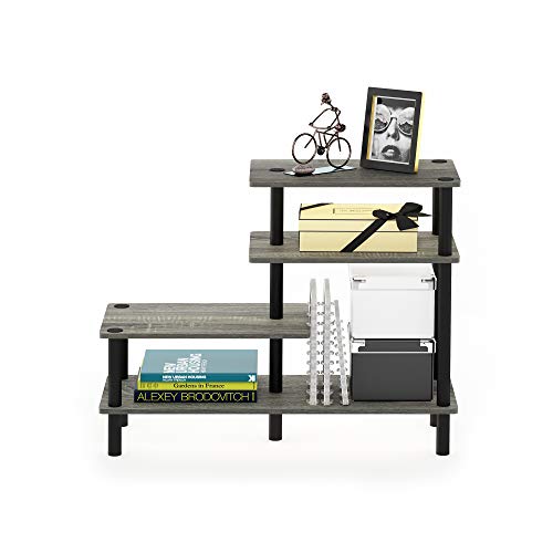 Furinno Turn-N-Tube 3-Tier Side Display Rack, French Oak Grey/Black - image 4