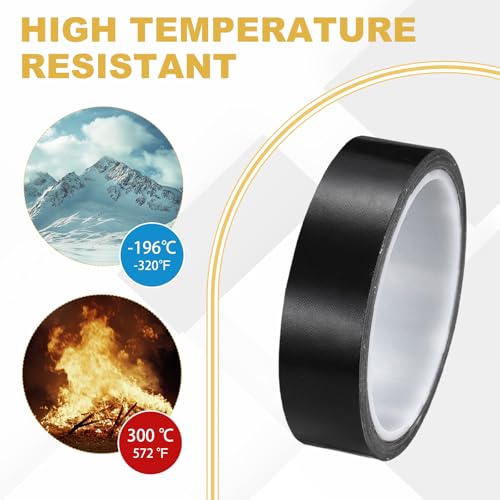 Image of PATIKIL High Temperature PTFE Tape 1 Inch x 33 Feet, PTFE Coated Fiberglass Adhesive Tape for Vacuum Sealer Machines Hand-Impulse Sealers Insulation, Black