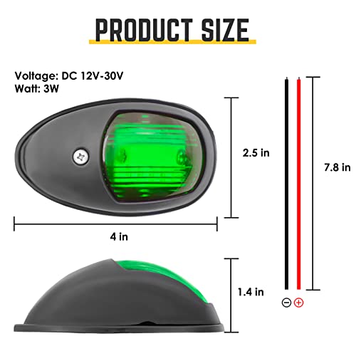 Acelane Boat Navigation Lights Led Boat Bow Light Red & Green Sidelights 12V Ip65 Waterproof Marine Boat Accessories For Pontoon, Skeeter, Power Boat, Fishing Boat, Skiff (Black) #TOP4