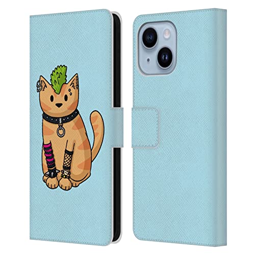 Étui portefeuille iPhone 14 Plus Beth Wilson Punk Doodlecats en cuir