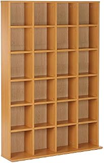 HOMCOM 480 CD / 312 DVD Storage Shelf Rack Media Storage Unit Shelves Racks Wooden Bookcase Display Unit with 4 Adjustable Shelves Wood