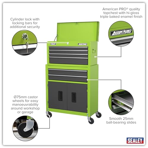 Servante 6 tiroirs Sealey AP2200BBHV rangement outils mobile - 7