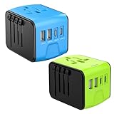 JMFONE Universal Travel Plug Adapter, International Power Adapter with 2 USB-C & 2 USB-A Ports and Multi AC Sockets, 5-in-1 Worldwide Travel Outlet Charger Adapter for EU US UK AU 200+ Multi Countries