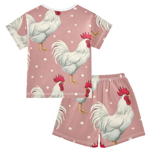 CHIFIGNO Bats Stars Pink Unisex Snug-Fit Short Sleeve Cozy Pajamas Shorts Set with Pocket 5Y2