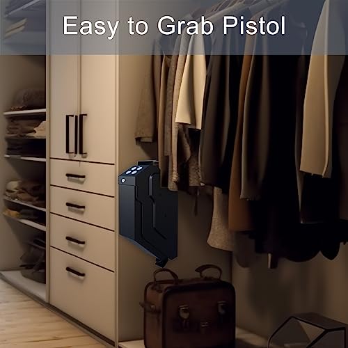Image of VERPROOF Gun Safe Quick Access Handgun Firearm Safes for Pistols Drop Down Single Gun Safety for Nightstand Wall Mount Bedside Desk Vehicle Bed Personal Safe with Keypad Lock and Key Lock