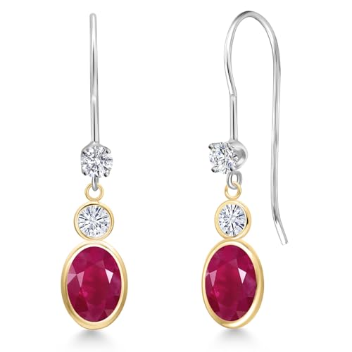 Gem Stone King 14K 2 Tone Gold Red Ruby and
