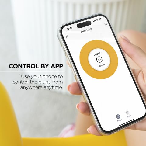 Smartphone screen showing Merkury Smart App controlling a plug