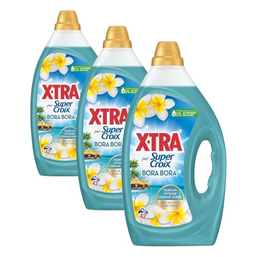 X-Tra par Super Croix - Lessive Liquide - Bora Bora - Fleurs de Monoï & Lait d'Aloe - Moment Evasion - Experience Sensorielle - Parfum Intense - Longue Durée - Efficace dès 20°C - 42 Lavages