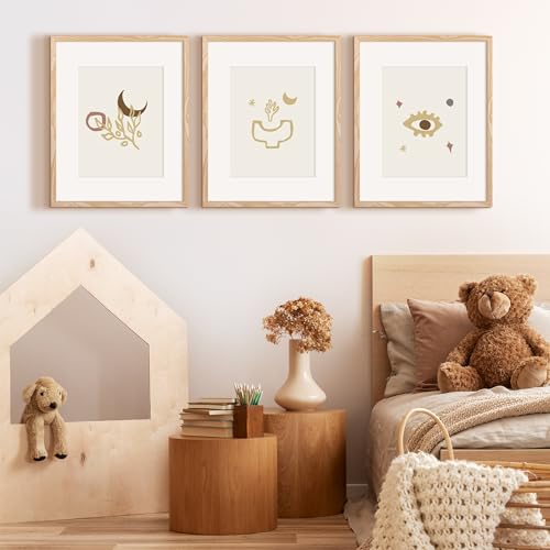 Image of upsimples 16x20 Picture Frame Set of 5, Display Pictures 11x14 with Mat or 16 x 20 Without, Wall Gallery Poster Frames, Natural