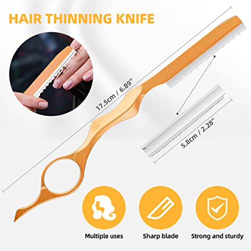 Professional 440C Hair Cutting Scissors Sets 6.5” Overall Length Straight Scissors Thinning Scissors Tools Stainless Steel Salon Barber Hairdressing Shears For Family And Friends' Gifts (Gold) #TOP3