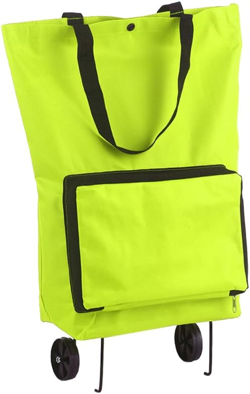 HELEMIY Foldable Shopping Trolley Bag with Wheels Collapsible Shopping Cart Reusable Foldable Grocery Bags Travel Bag Green