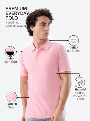 Image of Park Avenue Men Slim Fit Solid Pattern Cotton Polyester Blend Half Sleeve Polo Neck Casual T-Shirt