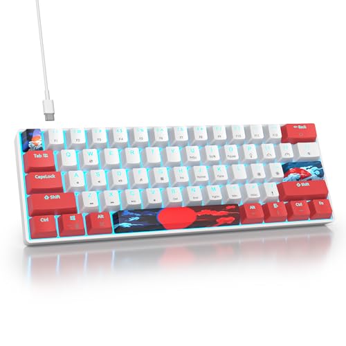 Clavier Gamer Mécanique 60% filaire QWERTY avec switchs red et rétroéclairage LED pour PC