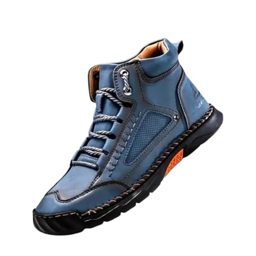 Image of 2026 Upgrade Mens Handmade Leather Boots, Waterproof Wide Toe Casual Footwear, Lightweight Breathable Outdoor Walking Shoes With Arch Support, Non Slip Durable Boots For Work Hiking Daily Use