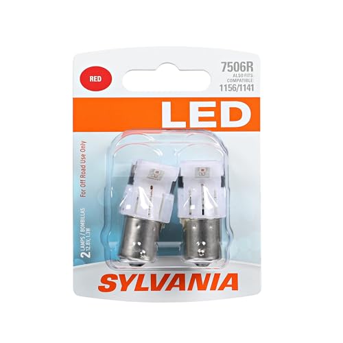 SYLVANIA - 7506 LED Red Mini Bulb - Bright LED Bulb, Ideal for Stop and Tail Lights (Contains 2 Bulbs)