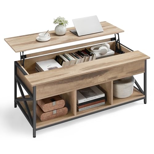 VASAGLE Couchtisch, höhenverstellbarer Wohnzimmertisch, Kaffeetisch, offener und versteckter Stauraum, X-Streben, 60 x 120 x (48-62) cm, Kamelbraun-schwarz LCT215K50 VASAGLE Couchtisch, höhenverstellbarer Wohnzimmertisch, Kaffeetisch, offener und versteckter Stauraum, X-Streben, 60 x 120 x (48-62) cm, Kamelbraun-schwarz LCT215K50