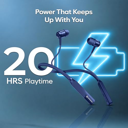 Image of Bluetooth 5.4 Neckband Earphones, 20H Playtime, Smart Noise Reduction, Magnetic Absorption in Blue & Black Set of 2