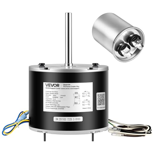 VEVOR Condenser Fan Motor with Capacitor 1/4HP 825RPM 208-230V Compatible with GE Genteq 5KCP39LFBE31S 5KCP39LFY534AS Lennox 12Y65 (92W75) Carrier HC39GE242 HB39GQ232 Amana Janitrol 0131M00014PS