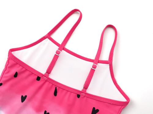 Image of Dvenki Toddler Girls One Piece Swimsuit Adjustable Straps Sizes 2T-10 | quick-dry swim fabric, skin-friendly, ruffle neckline, leopard, check, mermaid prints, swimwear for beach, pool, summer party