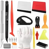 Nadinsta 52 Stück Rakel für Folie, Folierungs Werkzeug Set mit Filzrakel, Rakel Set für Tönungsfolie Auto, Cuttermesser, Rakel, Trimmer, Handschuhe für Fensterfolie Wrap, Fenster, Möbel Folien