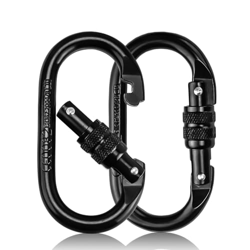 TIANLIN Sicherheitskarabiner Edelstahl 25kN | 2 Stück 11cm Große Karabinerhaken mit Drehverschluss | Outdoor-Karabiner für Hängematten & Camping