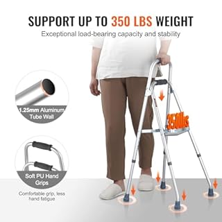 VEVOR Folding Hemi Walker, One Arm Folding Walker for Seniors with 6-Level Adjustable Height, Lightweight Aluminum | Side One-Hand Style Mobility Aid for Elderly Handicapped Disabled, Up to 350LBS