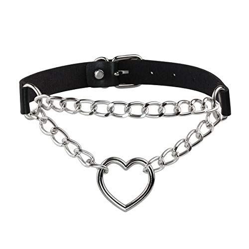 Eigso Pop Punk Collar Choker Vintage Retro Steampunk Dark Goth Style Heart Chains Necklace for Women