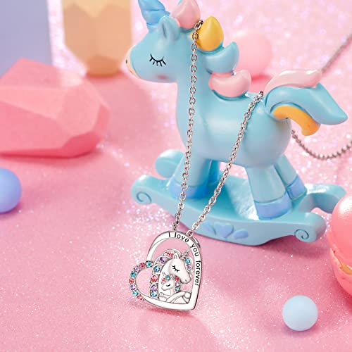 Tarsus Lucky Unicorn Necklace to Girls, I Love You Gifts for Daughter Granddaughter Niece, Christmas Valentines Birthday Back to School Day2