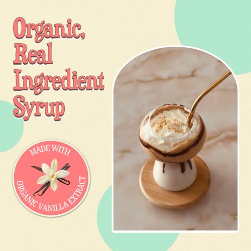 Image of Wabry Organic Vanilla Syrup - 16.4oz (468g), Natural Coffee Syrup, Perfect for Lattes, Matcha, Tea & Mocktails, Soda, Non-GMO, Dye-Free & Vegan Syrups - BPA-Free Plastic Bottle