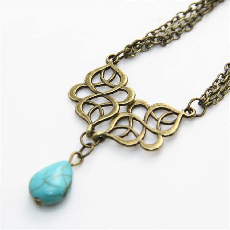 OUTLETISSIMO® Women's Bracelet Forearm Elegant Gold Color With Turquoise Pendant ET143, Gold,Silver,Turquoise, 27 cm - Image 3