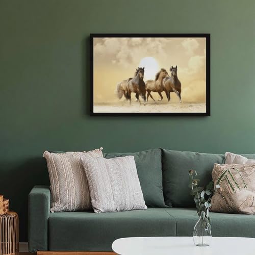 Chevaux au coucher du soleil impression sur toile 20x30 cm pour salon - 6
