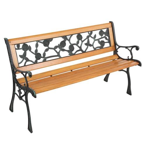 Outvita 49.5in Garden Bench, Deck Hardwood Seat and Metal Armrest for Patio Front Porch Path Yard Lawn (Garden) Outvita 49.5in Garden Bench, Deck Hardwood Seat and Metal Armrest for Patio Front Porch Path Yard Lawn (Garden)
