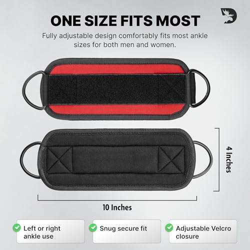 Image of DMoose Ankle Strap for Cable Machine - One Size Fit with Premium Padding, Workout Kickback Ankle Cuffs, Ankle Bands for Working Out, Booty Workouts, Leg Extension, Hip Abductors & Lower Body Exercises