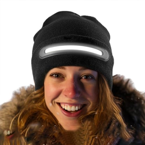 Gorro unisex con luz LED linterna recargable USB para invierno